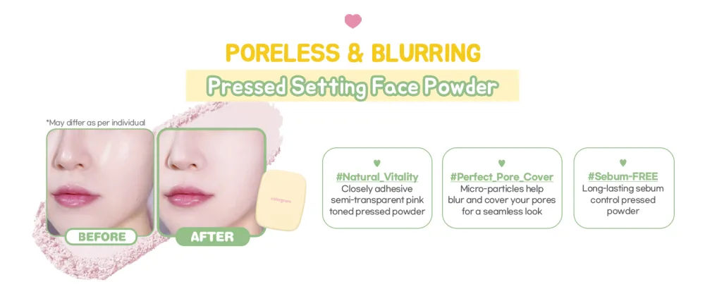 Colorgram Sebum Retouching Blur Pact | Poreless-Looking Pressed Setting Face Powder for Normal to Oily Skin Provides Weightless Matte Finish with Soft Focus Effect - pressed poreless powder blurring pact