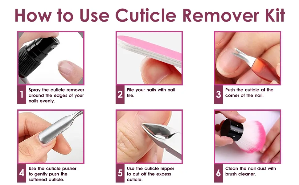 Cuticle Remover Kit Nail Remover Kit with Nail Trimmer Cuticle Nipper Cuticle Pusher Nail File Professional Pedicure Manicure Tools for Nail Beginner - NAIL CUTICLE NAILS