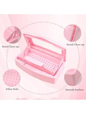 Nail Tool Sterilizer Box Plastic Sterilizing Tray Plastic Clean Sterilizing Box Storage Organizer for Nail Tweezers Eyelash Extensions Hair Salon Spa & Cutter Manicure Equipment (Pink) - Nail tool disinfection box product details