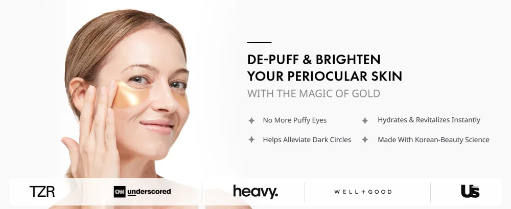 depology Restoring Hydrogel Under Eye Patch | 60 Patches | Brightening Caffeine Gold Pads for Dark Circles | Puffiness | Wrinkles | Refresh | Travel - Deplogy full image