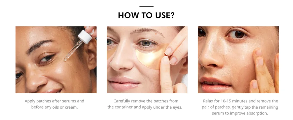 depology Restoring Hydrogel Under Eye Patch | 60 Patches | Brightening Caffeine Gold Pads for Dark Circles | Puffiness | Wrinkles | Refresh | Travel - HOW TO USE