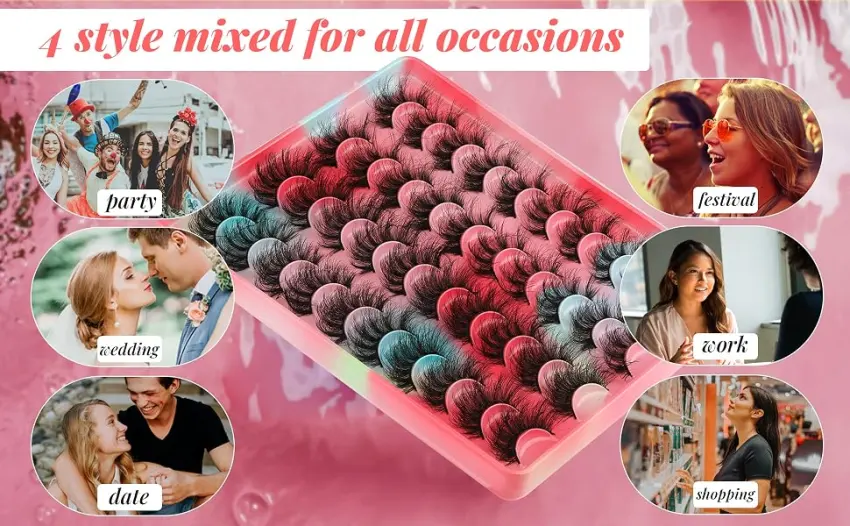 Newcally Lashes Mink Fluffy False Eyelashes 20MM Long Dramatic Fake Eye Lashes 5D Wispy Eyelashes Russian Strip Lashes Multipack 20 Pairs A- Fluffy - Newcally false eye lashes,natural look lashes pack