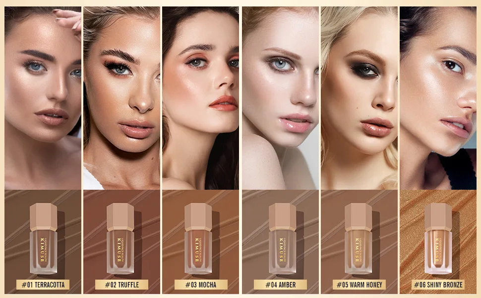 KIMUSE Soft Liquid Contour Stick Glow Liquid Cream Bronzer Weightless Long-Wearing Smudge Proof Natural-Looking Blendable Bronzer Makeup Terracotta - liquid contour
