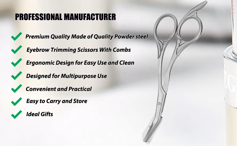 LePinko Eyebrow Trimming Scissors with Combs Gifts For Men Women Stocking Stuffers Silver - Eyebrow scissors with combs