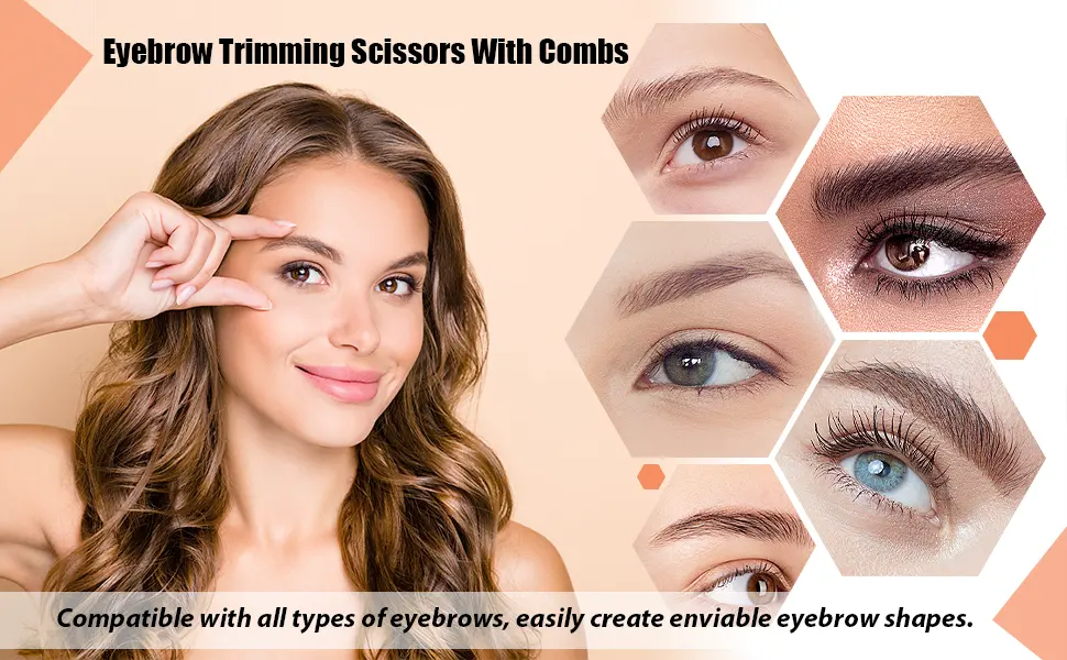 LePinko Eyebrow Trimming Scissors with Combs Gifts For Men Women Stocking Stuffers Silver - eyebrows trimming scissors with comb