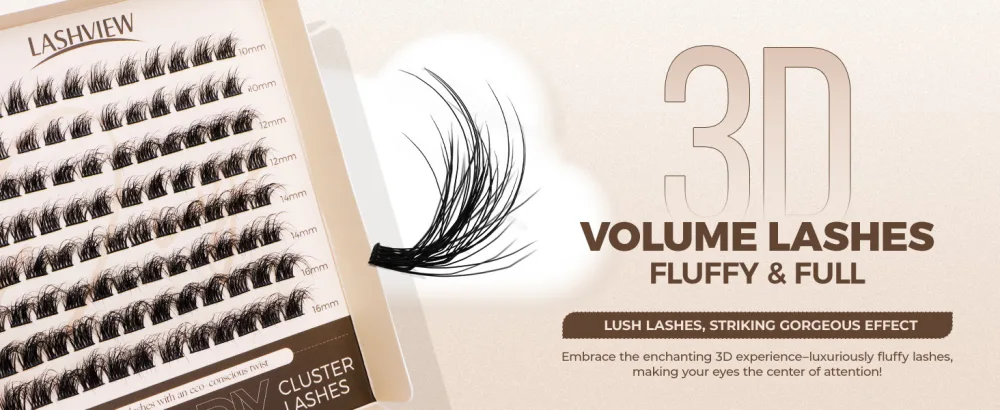 LASHVIEW Cluster Lashes Wispy Cluster Eyelash Extensions 3D DIY Lash Clusters 10-16mm Multilayered Eyelash Clusters Reusable Fluffy Individual Lashes Cluster(ML 11) - LASHVIEW