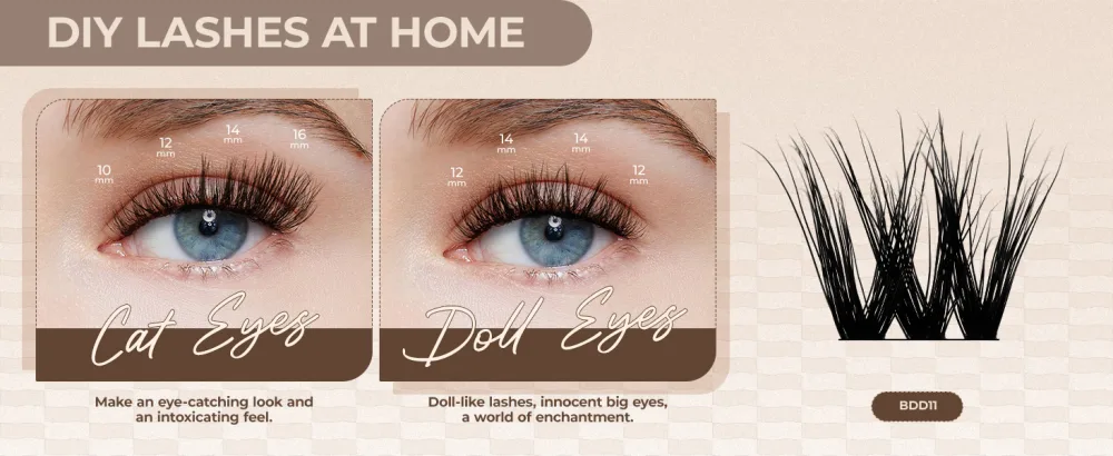 LASHVIEW Cluster Lashes Wispy Cluster Eyelash Extensions 3D DIY Lash Clusters 10-16mm Multilayered Eyelash Clusters Reusable Fluffy Individual Lashes Cluster(ML 11) - LASHVIEW