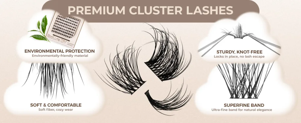LASHVIEW Cluster Lashes Wispy Cluster Eyelash Extensions 3D DIY Lash Clusters 10-16mm Multilayered Eyelash Clusters Reusable Fluffy Individual Lashes Cluster(ML 11) - LASHVIEW