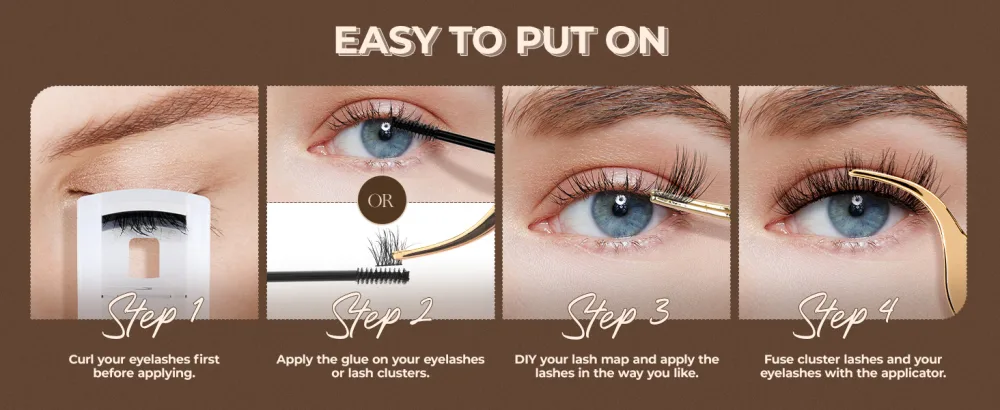 LASHVIEW Cluster Lashes Wispy Cluster Eyelash Extensions 3D DIY Lash Clusters 10-16mm Multilayered Eyelash Clusters Reusable Fluffy Individual Lashes Cluster(ML 11) - LASHVIEW