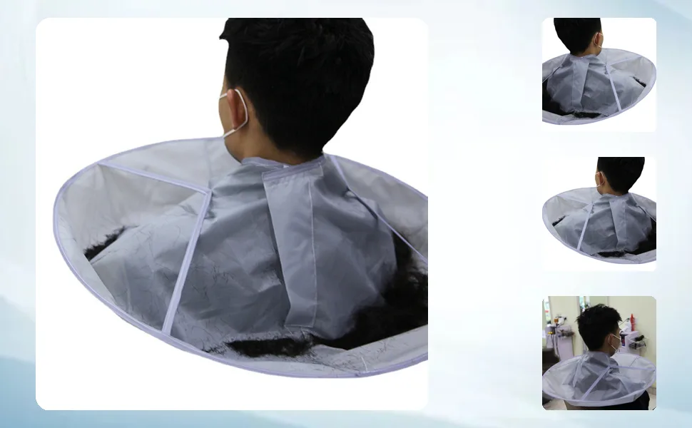 Hair Cutting Cape Nylon Umbrella Type Adjust Size Barber Hair Catcher Cape for Kids Adults Grey - 1413220204311-1