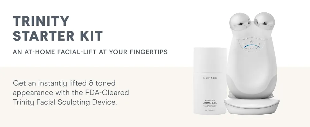 NuFACE Trinity Microcurrent Facial Device Kit - FDA Cleared Face Sculpting & Neck Tightening Device to Contour Cheeks & Brows + Microcurrent Gel Activator Silk Cr me & Brush Trinity Starter Kit - trinity starter kit