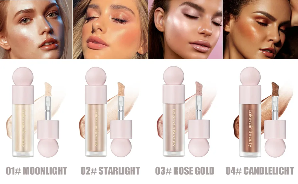 GECOMO Liquid Contour Beauty Wand Face Highlighter Bronzer Makeup Stick Dewy Finish Moisturizing Silky Smooth Texture 0.25 Oz/ 7.5ml - 01 MOONLIGHT - liquid highlight