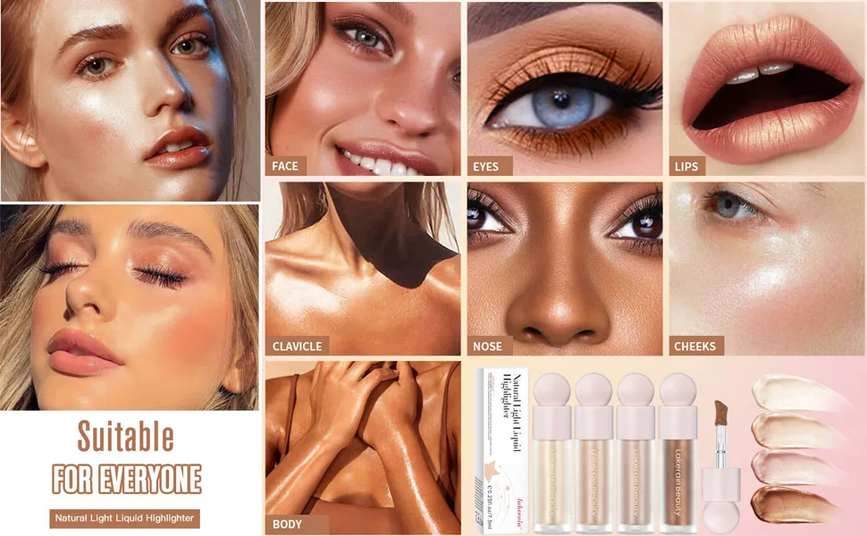 GECOMO Liquid Contour Beauty Wand Face Highlighter Bronzer Makeup Stick Dewy Finish Moisturizing Silky Smooth Texture 0.25 Oz/ 7.5ml - 01 MOONLIGHT - liquid highlight