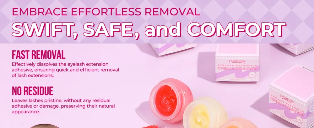 LASHVIEW Eyelash Extension Remover Cream Rose Flavor Cream Lash Remover for Lash Extensions 10g - Lashview