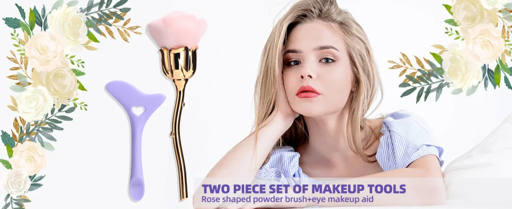 BS-MALL Powder Brush Foundation Brush Rose Flower Shape with Eye Makeup Tools - product information 25
