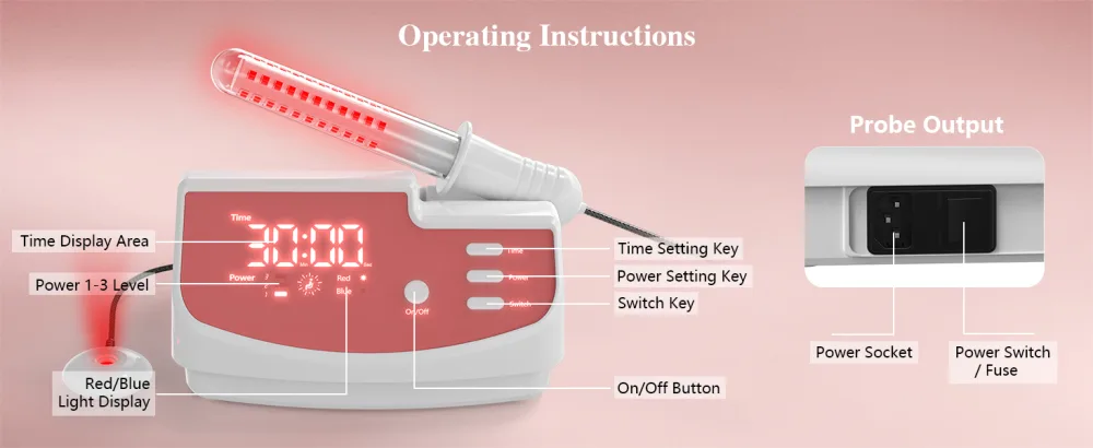 KTS Red & Blue Led Light Therapy Device Vaginal Care Women Gynecological for Rejuvenation Diminish Inflammation Home Use - product information 17