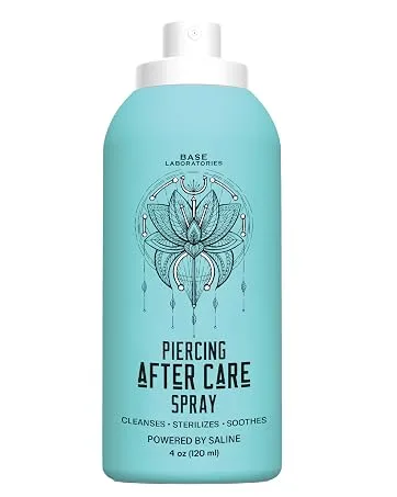 BASE LABORATORIES Ultimate Healing Piercing Aftercare Kit | Piercing Aftercare Spray + Keloid Piercing Bump Treatment Oil + Piercing Cleaner Swabs | Keloid Bump Removal - Saline Solution for Piercings - base labs piercing aftercare