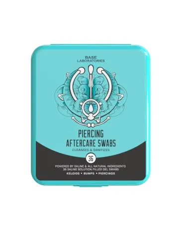 BASE LABORATORIES Ultimate Healing Piercing Aftercare Kit | Piercing Aftercare Spray + Keloid Piercing Bump Treatment Oil + Piercing Cleaner Swabs | Keloid Bump Removal - Saline Solution for Piercings - gel swabs