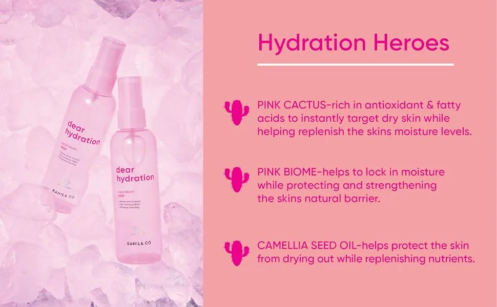 BANILA CO Dear Hydration Cool Down Mist: Skin Cooling Makeup Prep Hydration Boost Radiant Glow (99ml / 3.34 fl oz) - Dear Hydration Cool Down Mist 2023