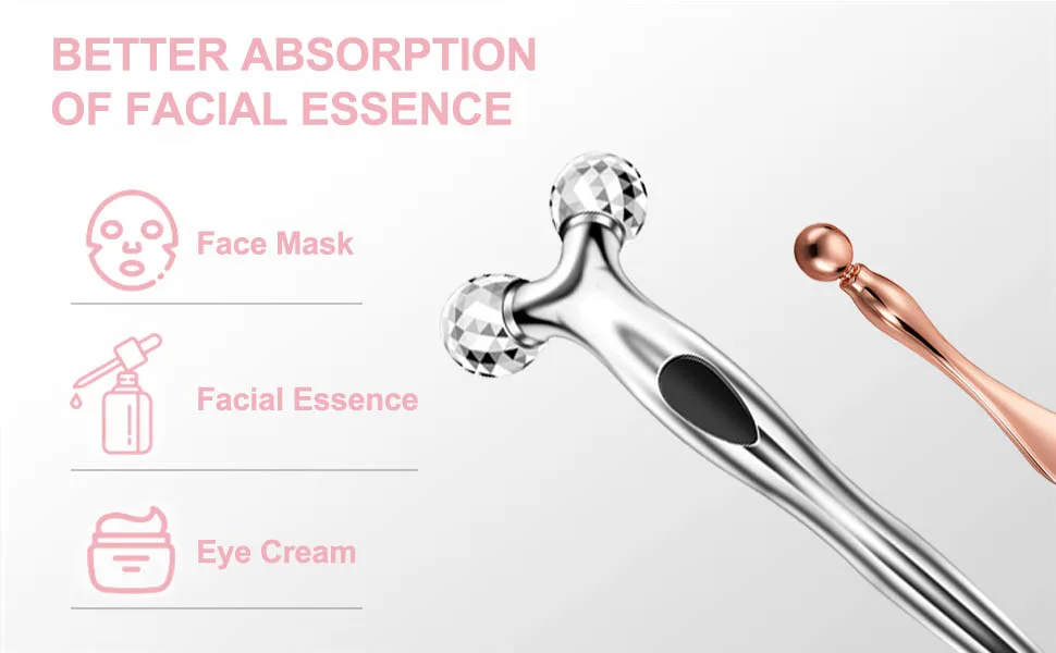 2-in-1 Face Massager Roller with 3D Roller Technology for Face and Eyes Wrinkle & Anti-Aging - Golden - face roller