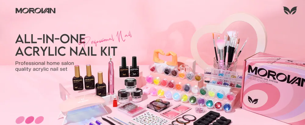 Morovan Acrylic Nail Kit with Everything: Starter Nail Kit Set Professional Acrylic with Everything for Beginners Acrylic Nail Set Full Acrylic Nail Supplies for Beginners with Everything A - acrylic nail kit