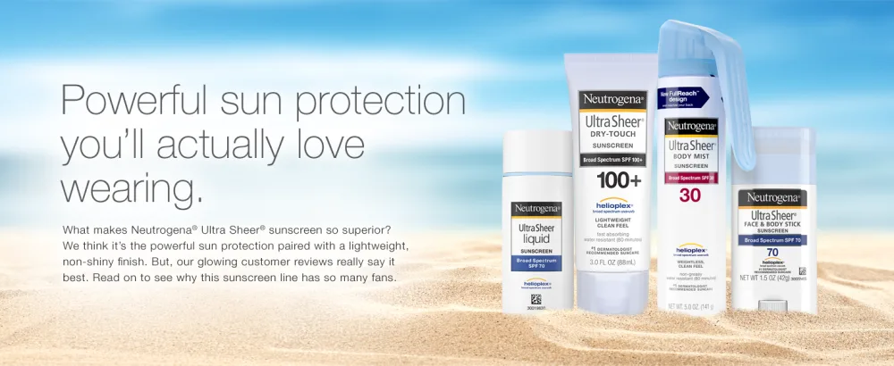 Neutrogena Ultra Sheer Dry-Touch Water Resistant and Non-Greasy Sunscreen Lotion with Broad Spectrum SPF 70, 3 Fl Oz (Pack of 1) - Powerful Sun Protection