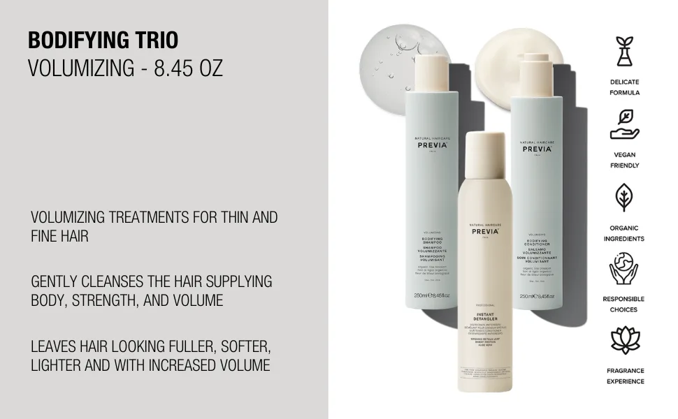 Previa Volumising Bodifying Hair Kit - Volumizing Shampoo and Conditioner (8.45 oz) and Extra Strong Hairspray (6.7 oz) - Trio