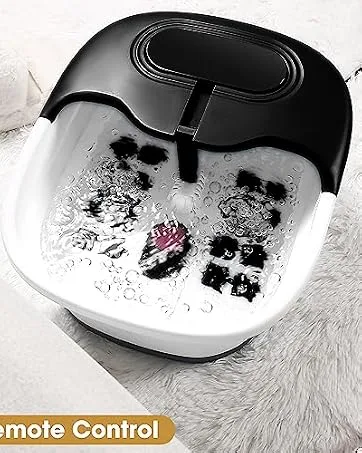Foot Spa Massager with Bubble Jets Foot Bath with Customizable Heating Temperature 14 Rollers and Removable Pumice Stone for Soothing Tired Overworked Feet(Blue) Classic Blue - A+-1