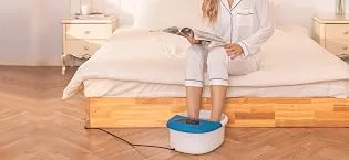 Foot Spa Massager with Bubble Jets Foot Bath with Customizable Heating Temperature 14 Rollers and Removable Pumice Stone for Soothing Tired Overworked Feet(Blue) Classic Blue - foot spa