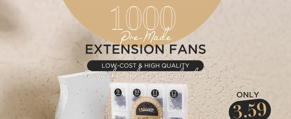 LASHVIEW 1000 Premade Volume Eyelash Extensions Mixed Tray 10D D Curl Premade Lash Fans Pointed Handmade Thin Base (10D-0.07D 9-16mm) 1000Fans-10D-0.07-D - lashview premade lash fan