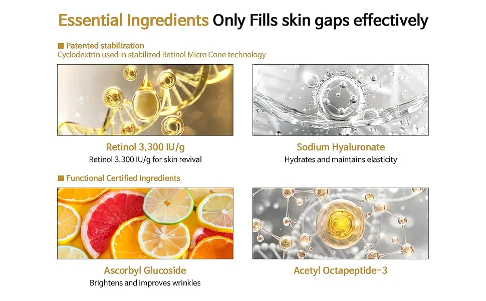 Acropass RETINOL MICROCONE PATCH (12 patches) 1 patch for between brows 2 patches for eye area/smile lines | Line care | Retinol | Retinol Patch | Wrinkle cares | Smile lines | Forehead lines - Acropass Retinol Microcone Patch