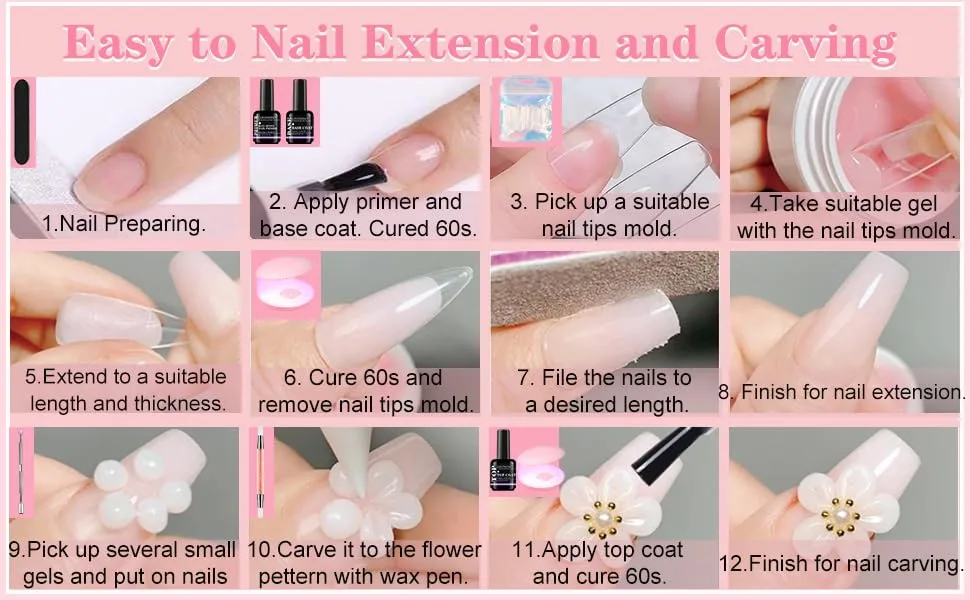 LOUINSTIC Solid Builder Nail Gel-15g Solid Gel For Nails Solid Nail Glue Gel Non-Sticky Hand Carving Gel Modeling Nail Art Gel Gel Solido Para Pegar u as (Nude) - Easy to Nail Extension and Carving