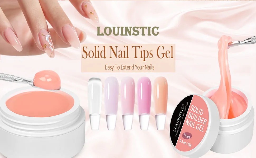 LOUINSTIC Solid Builder Nail Gel-15g Solid Gel For Nails Solid Nail Glue Gel Non-Sticky Hand Carving Gel Modeling Nail Art Gel Gel Solido Para Pegar u as (Nude) - Solid Builder Nail Gel-15g