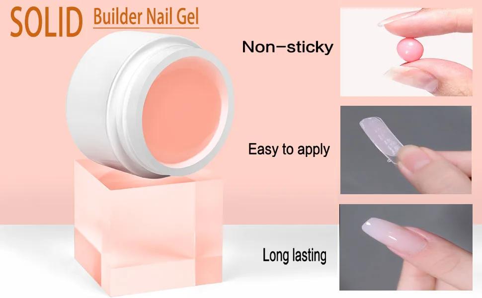 LOUINSTIC Solid Builder Nail Gel-15g Solid Gel For Nails Solid Nail Glue Gel Non-Sticky Hand Carving Gel Modeling Nail Art Gel Gel Solido Para Pegar u as (Nude) - Solid Gel For Nails
