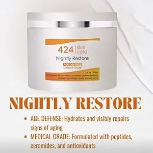 Nightly Restore - Dermatologist Tested & Recommended Anti-Aging Night Cream - Clinically Proven Formula 2.1 fl oz - restore