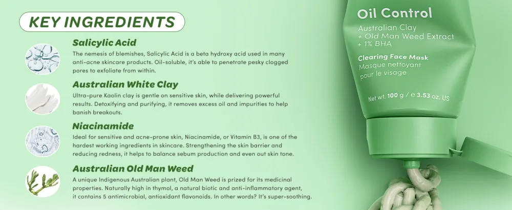 Sand & Sky Oil Control Clearing Face Mask - key ingredients
