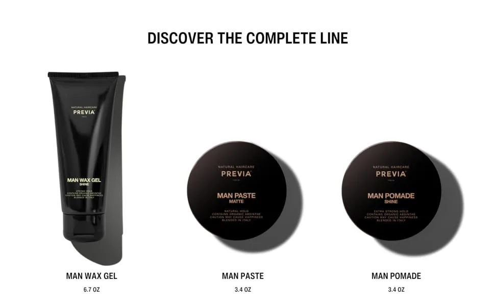 PREVIA Man Wax - Matte Styling Cream - Molding Hair Paste with Natural Hold (3.38 oz) - PREVIA MAN