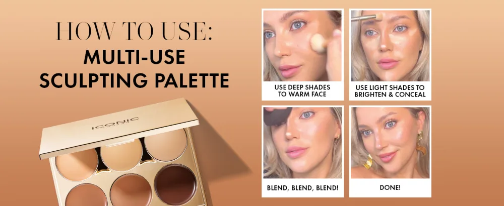 ICONIC LONDON Multi Use Sculpting Palette | Contour Conceal and Highlight Medium Coverage Cruelty-Free Vegan Makeup 0.42 oz - desktop