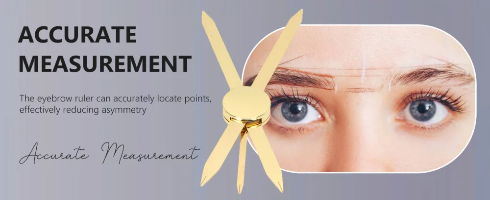 Eyebrow Ruler Adjustable Accurate Positioning Stainless Steel Material Gold Design Brow Measuring Tool - brow positioning tool
