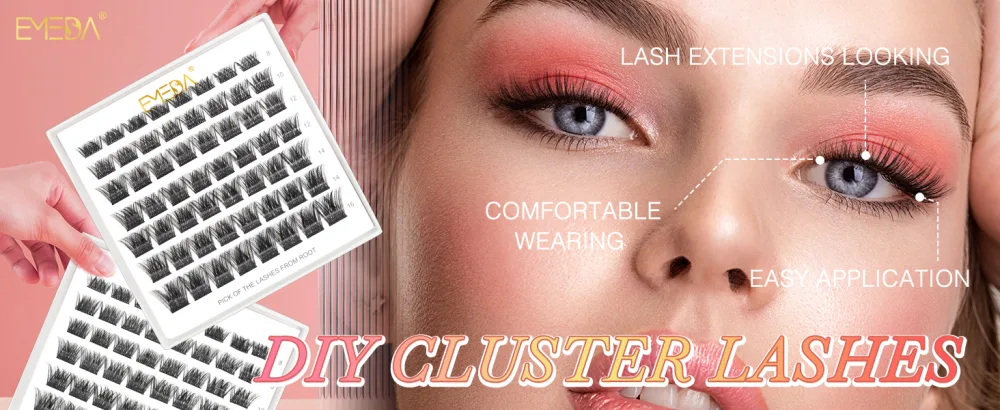 EMEDA Lash Clusters D Curl Clusters Lashes DIY Lash Extensions Individual Lash Clusters 8mm-14mm Eyelash Clusters Reusable Soft Lashes Cluster Eyelashes - lash clusters