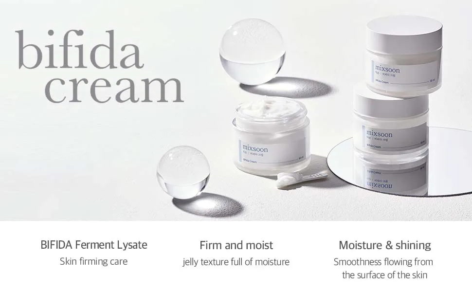 mixsoon Bifida cream 2.02 fl oz / 60 ml - moiturizing hydrating nutrients bifida cream skin firming care smooth mineral without stickiness