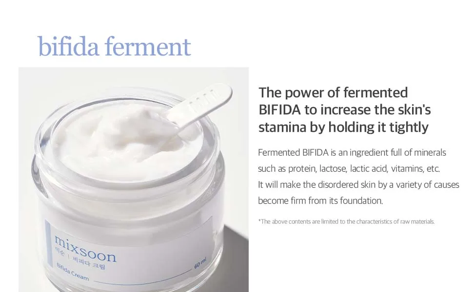 mixsoon Bifida cream 2.02 fl oz / 60 ml - moiturizing hydrating nutrients bifida cream skin firming care smooth mineral without stickiness