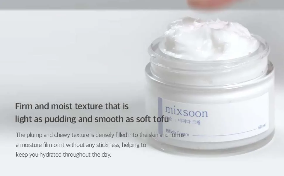 mixsoon Bifida cream 2.02 fl oz / 60 ml - moiturizing hydrating nutrients bifida cream skin firming care smooth mineral without stickiness