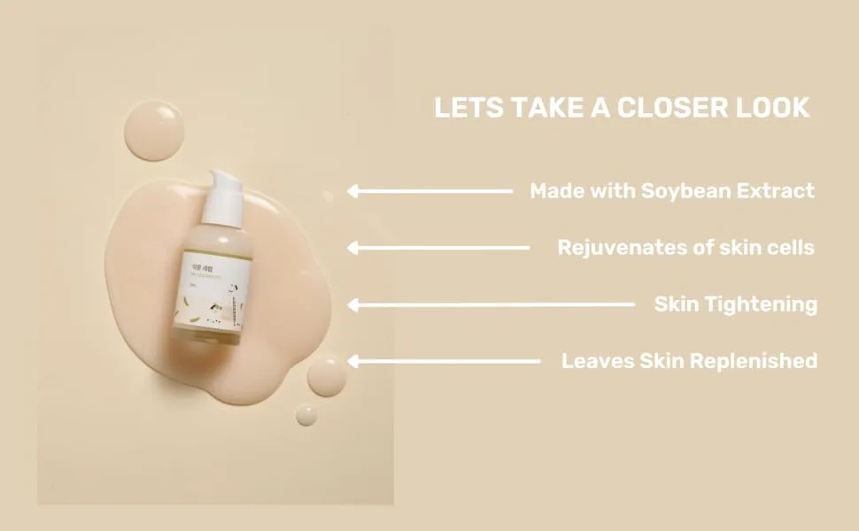 ROUND LAB Soybean Serum (Unscented) | Rejuvenating & nourishing serum with deep nutrition Hydration locking Unscent for sensitive skin (1.69fl.oz) - Soybean serum