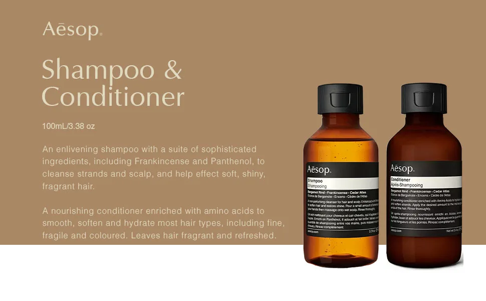 Aesop Shampoo & Conditioner | 100mL/3.38 oz | Paraben-Free Cruelty-Free & Vegan Hair Shampoo & Conditioner - Shampoo & Conditioner