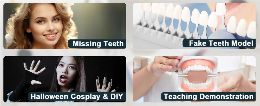 Dental Synthetic Resin Teeth A2 A3 False Upper Lower Teeth Replacement Dentures for Halloween (A2 Full Set 468+U67+34) Full Set 468+U67+34 A2 - product information 29