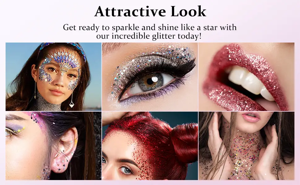 Holographic Silver Face Glitter TEOYALL Long Lasting Glitter Shimmer Chunky Sequins Glitters for Body Face Hair Makeup (Silver) #1 Silver - chunky glitter
