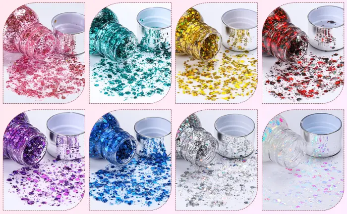 Holographic Silver Face Glitter TEOYALL Long Lasting Glitter Shimmer Chunky Sequins Glitters for Body Face Hair Makeup (Silver) #1 Silver - hair glitter
