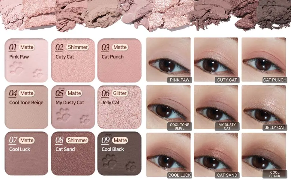 ETUDE Play Color Eyes | 9 Color Eyeshadow Palette With Soft & Pure Contour Shades (Dusty Cat) - product information 21