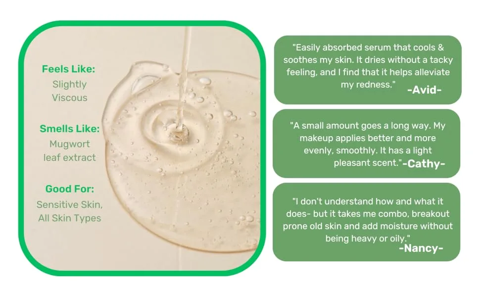 ROUND LAB Mugwort Calming Serum | Soothing Refreshing Mugwort Extract Serum Formulated with 4-CICA Relieving redness (1.69fl.oz) - Mugwort Serum